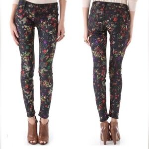 MOTHER The Looker Black Multicolor Magical Forest Skinny Floral Ankle Jeans - 26